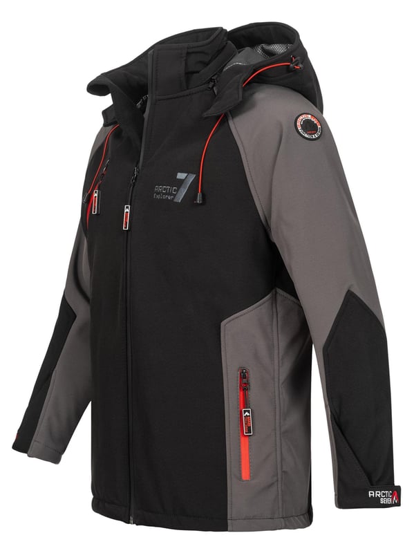 Arctic Seven Herren Softshell Jacke – Wind- & Wasserabweisende Outdoorjacke mit Abnehmbarer Kapuze

Diese funktionale Softshell-Jacke von Arctic Seven kombiniert modernes Design mit hoher Funktionalität. Dank Dry Tex - 3000 Protect ist sie wasserabweisend und wärmeisolierend – perfekt für Outdoor-Aktivitäten. Die auffälligen Farbkombinationen und der ergonomische Schnitt sorgen für eine sportliche Optik und hohen Tragekomfort.

    Wind- & wasserabweisend – Schutz durch Dry Tex - 3000 Protect

    Hoher Kragen mit Kinnschutz – hält Wind & Kälte zuverlässig ab

    Fleecegefütterte Taschen & Innenbereich – für angenehme Wärme

    Kapuze mit Kordelzug – abnehmbar per Reißverschluss

    Ergonomischer Schnitt & verstellbare Armabschlüsse – für optimalen Sitz

    Große Zipper & Logo-Details – sportliches & modernes Design

Material:

    Obermaterial: 96% Polyester, 4% Elasthan

    Innenmaterial: 100% Polyester (mit Fleece-Futter)