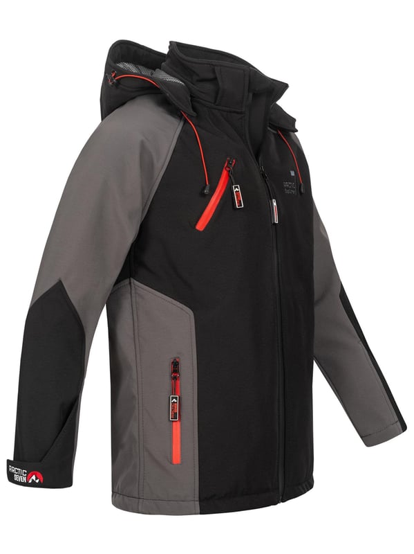 Arctic Seven Herren Softshell Jacke – Wind- & Wasserabweisende Outdoorjacke mit Abnehmbarer Kapuze

Diese funktionale Softshell-Jacke von Arctic Seven kombiniert modernes Design mit hoher Funktionalität. Dank Dry Tex - 3000 Protect ist sie wasserabweisend und wärmeisolierend – perfekt für Outdoor-Aktivitäten. Die auffälligen Farbkombinationen und der ergonomische Schnitt sorgen für eine sportliche Optik und hohen Tragekomfort.

    Wind- & wasserabweisend – Schutz durch Dry Tex - 3000 Protect

    Hoher Kragen mit Kinnschutz – hält Wind & Kälte zuverlässig ab

    Fleecegefütterte Taschen & Innenbereich – für angenehme Wärme

    Kapuze mit Kordelzug – abnehmbar per Reißverschluss

    Ergonomischer Schnitt & verstellbare Armabschlüsse – für optimalen Sitz

    Große Zipper & Logo-Details – sportliches & modernes Design

Material:

    Obermaterial: 96% Polyester, 4% Elasthan

    Innenmaterial: 100% Polyester (mit Fleece-Futter)