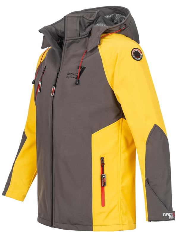 Arctic Seven Herren Softshell Jacke – Wind- & Wasserabweisende Outdoorjacke mit Abnehmbarer Kapuze

Diese funktionale Softshell-Jacke von Arctic Seven kombiniert modernes Design mit hoher Funktionalität. Dank Dry Tex - 3000 Protect ist sie wasserabweisend und wärmeisolierend – perfekt für Outdoor-Aktivitäten. Die auffälligen Farbkombinationen und der ergonomische Schnitt sorgen für eine sportliche Optik und hohen Tragekomfort.

    Wind- & wasserabweisend – Schutz durch Dry Tex - 3000 Protect

    Hoher Kragen mit Kinnschutz – hält Wind & Kälte zuverlässig ab

    Fleecegefütterte Taschen & Innenbereich – für angenehme Wärme

    Kapuze mit Kordelzug – abnehmbar per Reißverschluss

    Ergonomischer Schnitt & verstellbare Armabschlüsse – für optimalen Sitz

    Große Zipper & Logo-Details – sportliches & modernes Design

Material:

    Obermaterial: 96% Polyester, 4% Elasthan

    Innenmaterial: 100% Polyester (mit Fleece-Futter)