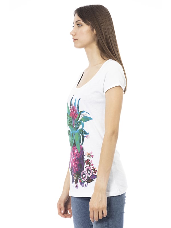 Dames T-shirt zonder sluiting. ontbrekende binnenzakken. afwezige externe zakken. ontbrekende schouderband. ontbrekend handvat. ontbrekende binnenvakken.  extern materiaal. afwezig interieur. Afmetingen: Scm. Modeproduct