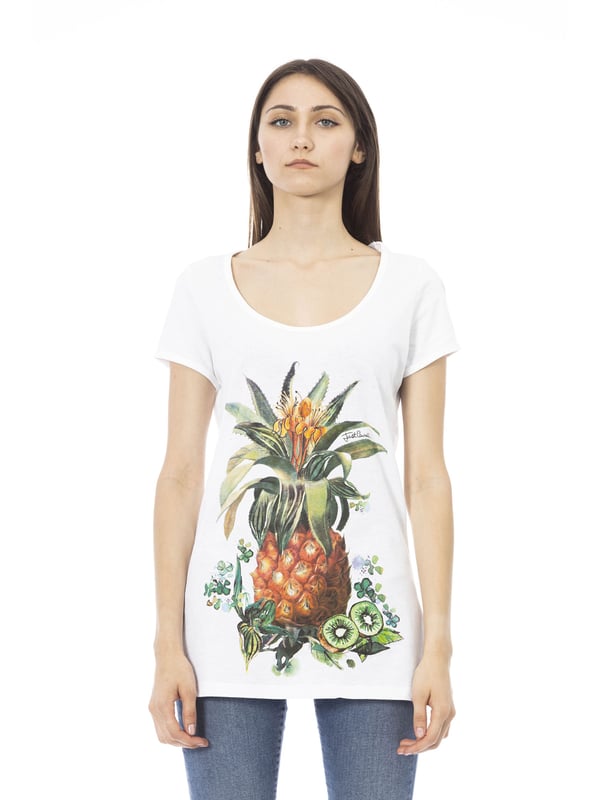 Dames T-shirt zonder sluiting. ontbrekende binnenzakken. afwezige externe zakken. ontbrekende schouderband. ontbrekend handvat. ontbrekende binnenvakken.  extern materiaal. afwezig interieur. Afmetingen: Scm. Modeproduct