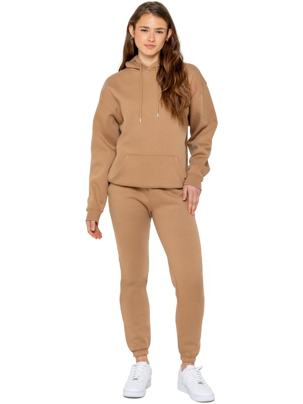 Conjunto de chándal Enzo para mujer. Sudadera con capucha extragrande de manga larga y joggers de ajuste relajado. Mantiene tu cuerpo cálido y cómodo. Los pantalones deportivos cuentan con 2 bolsillos laterales. Forro interior polar cepillado para mayor comodidad. Diseño de pierna con puños, cintura elástica con cordones. Ideal para usar en ropa casual y de trabajo.
