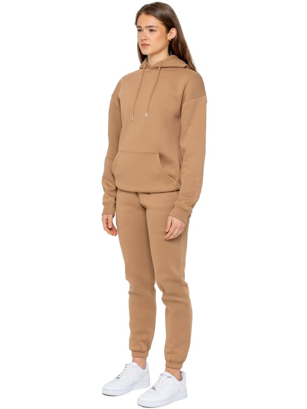 Conjunto de chándal Enzo para mujer. Sudadera con capucha extragrande de manga larga y joggers de ajuste relajado. Mantiene tu cuerpo cálido y cómodo. Los pantalones deportivos cuentan con 2 bolsillos laterales. Forro interior polar cepillado para mayor comodidad. Diseño de pierna con puños, cintura elástica con cordones. Ideal para usar en ropa casual y de trabajo.