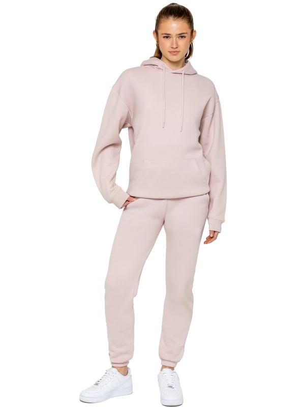 Enzo Womens Tracksuit Set. Long sleeve Oversized Hoodie and Relaxed Fit Joggers. Keeps your Body Warm and Comfortable. Joggers Feature 2 Side Slash Pockets. Brushed Back Inner Fleece Lining for more Comfort. Cuffed Leg Design, Elasticated Waist with drawstrings. Ideal to use for Casual and Work wear.