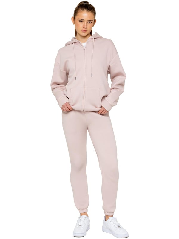 Enzo Womens Oversized Hoodie Tracksuit Set. Pullover Sweatshirt With Hood And Sweatpants Joggers Set. Oversized Hoodie And Regular Fit Joggers With Cuffed Design And Brushed Back Inner Fleece. Oversized Relaxed Fit For Casual Wear. Essential Loungewear Tracksuit.