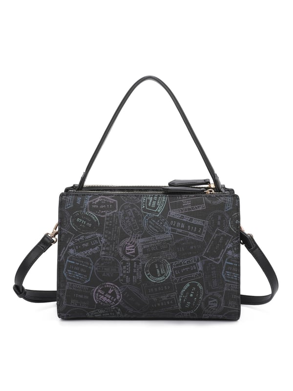 Bolso bandolera para mujer. El cierre es con cremallera. Los bolsillos internos son dos con cremallera y dos abiertos. Los bolsillos externos están ausentes. La bandolera es ajustable en piel. El mango es de cuero. Hay un compartimento interno. El material externo es 100%PU. Internamente es 100% Poliéster. Medidas: 28x10x20 cm. Producto de moda