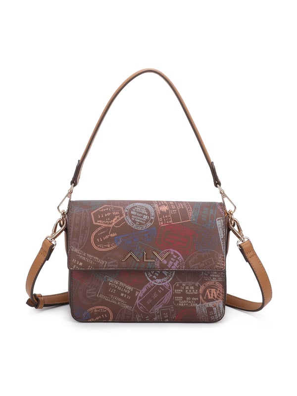 Dames schoudertas met drukknoopsluiting. twee rits- en twee open binnenzakken. afwezige externe zakken. verstelbaar in lederen schouderband. met leren handvat. een binnencompartiment.  extern materiaal. 100% polyester binnenkant. Afmetingen: 20x5x16 cm. Modeproduct
