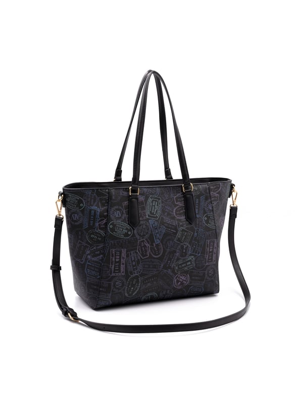 Bolso bandolera para mujer. El cierre es con cremallera. Los bolsillos internos son dos con cremallera y dos abiertos. Los bolsillos externos están ausentes. La bandolera es ajustable en piel. El mango es de cuero. Hay un compartimento interno. El material externo es 100%PU. Internamente es 100% Poliéster. Medidas: 44x16x28 cm. Producto de moda