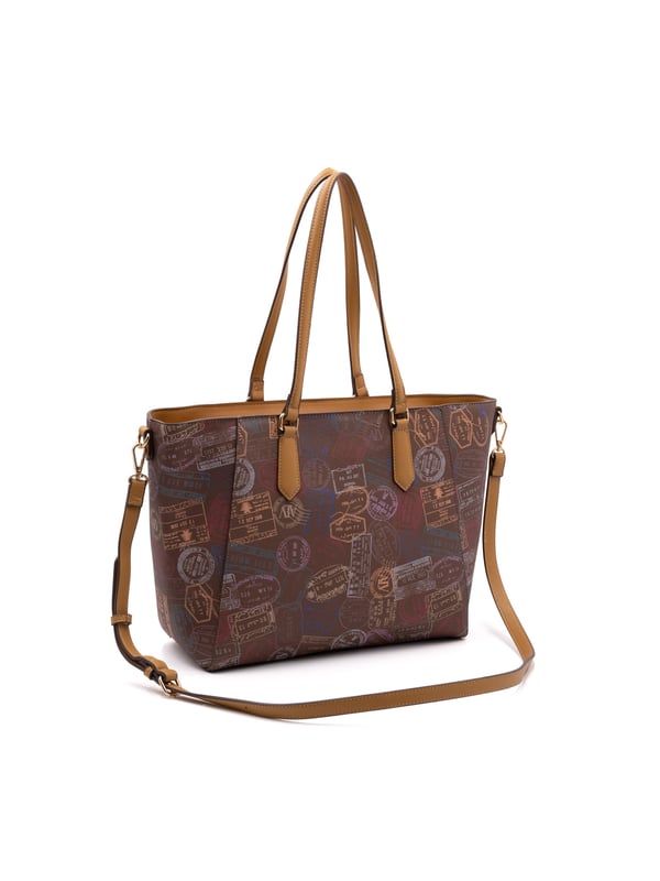 Damesschoudertas met ritssluiting. twee rits- en twee open binnenzakken. afwezige externe zakken. verstelbaar in lederen schouderband. met leren handvat. een binnencompartiment.  extern materiaal. 100% polyester binnenkant. Afmetingen: 44x16x28 cm. Modeproduct