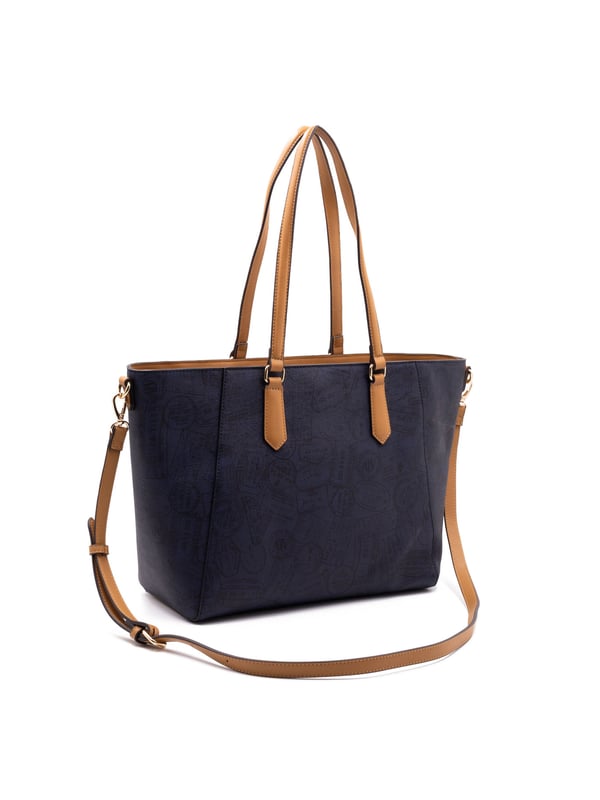 Bolso bandolera para mujer. El cierre es con cremallera. Los bolsillos internos son dos con cremallera y dos abiertos. Los bolsillos externos están ausentes. La bandolera es ajustable en piel. El mango es de cuero. Hay un compartimento interno. El material externo es 100%PU. Internamente es 100% Poliéster. Medidas: 44x16x28 cm. Producto de moda
