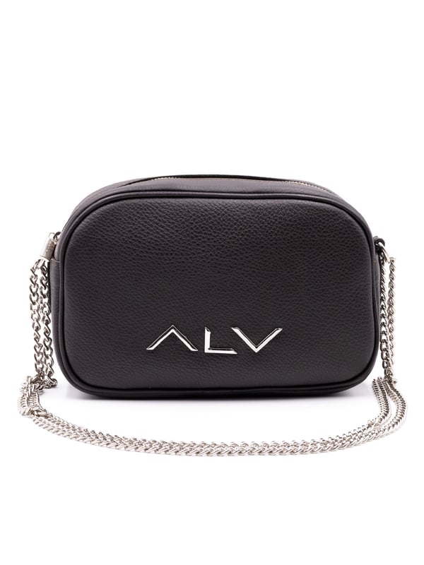 Bolso bandolera para mujer. El cierre es con cremallera. Los bolsillos internos son dos con cremallera y dos abiertos. Los bolsillos externos están ausentes. La bandolera es de cadena. Falta el mango. Hay un compartimento interno. El material exterior es 100% Piel Auténtica. Internamente es 100% Poliéster. Medidas: 24x16x8 cm. Producto de moda