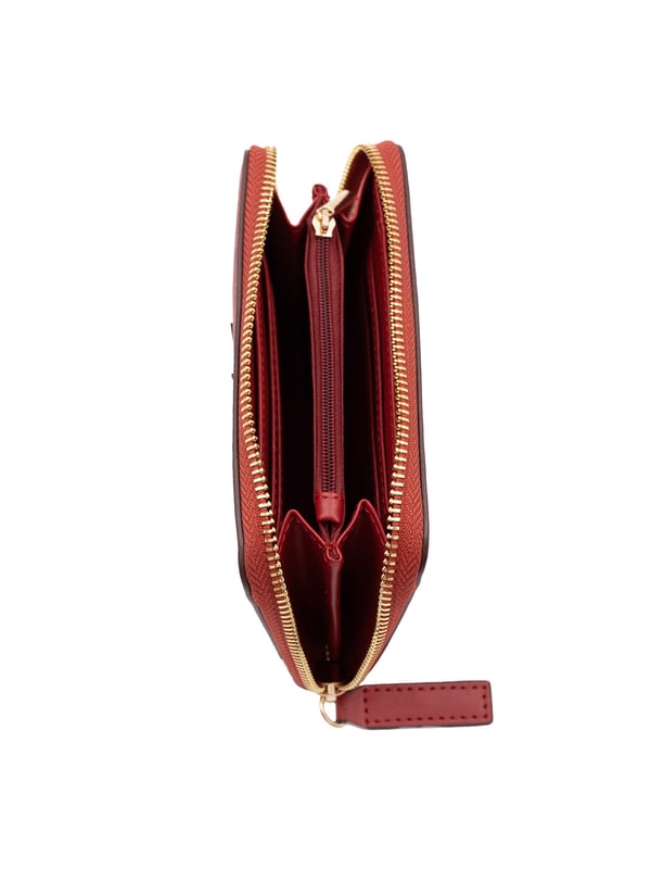 Cartera de mujer. El cierre es con cremallera. Los bolsillos internos son dos con cremallera y dos abiertos. Los bolsillos externos están ausentes. Falta la correa para el hombro. Falta el mango. Los compartimentos internos están ausentes. El material externo es 100%PU. Internamente es 100% Poliéster. Medidas: 15x2x10 cm. Producto de moda