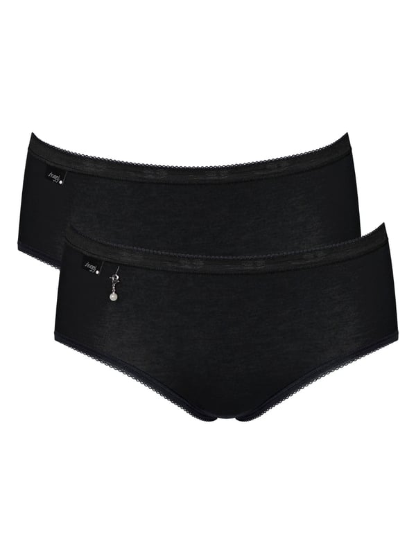 Sloggi Basic+ Midi Brief. Mid-rise knickers with moderate rear coverage. Cotton rich knickers. 2 Pack. The product is machine washable.
