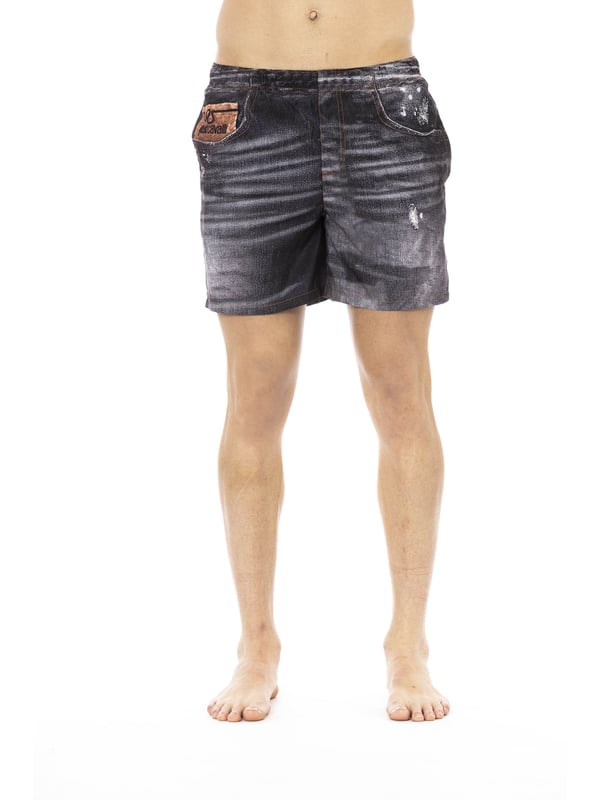 Strandshorts mit Aufdruck. Seitentaschen. Elastischer Bund mit Kordelzug.