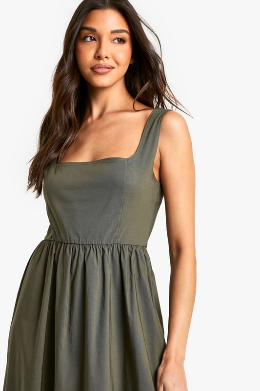 Bengaline Square Neck Skater Midaxi Dress