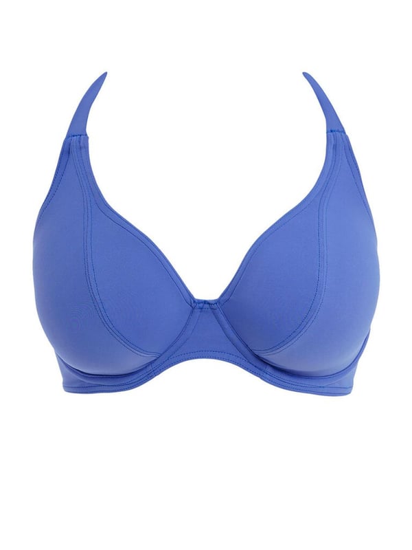 Freya Jewel Cove Underwired Halter Bikini Top. With a plunge neckline, powernet lined cups and fixed halter neck ties. Product is hand wash only.