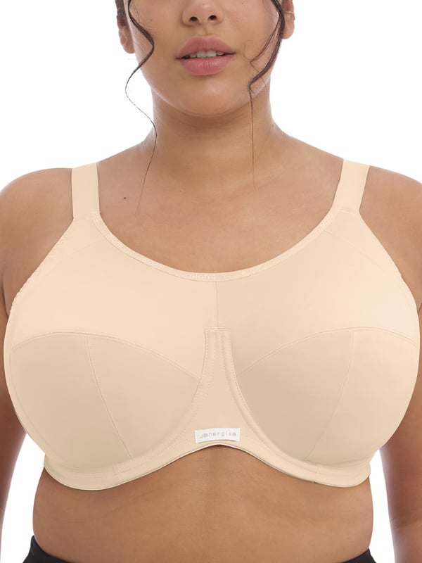 Elomi Energise Underwired Sports Bra. With a three section cup, multiway back and non-compression design. The product is recommended as hand wash only.