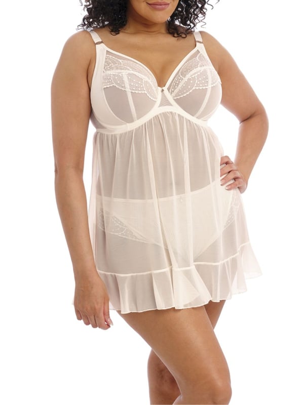 Elomi Priya Babydoll. With three section cups, for good uplift and seperation. This product is hand-wash only.
