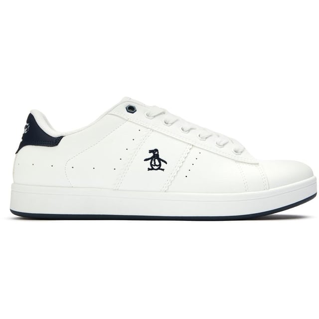 The Penguin Steadman offers a clean, contemporary take on court-inspired casual trainers. Crafted with a durable synthetic white upper that maintains its crisp appearance, these versatile kicks feature subtle penguin branding for understated style. A cushioned insole delivers all-day comfort while the padded collar ensures a snug, supportive fit. The reliable rubber sole provides excellent traction for everyday wear, making these trainers an effortless addition to your casual wardrobe.