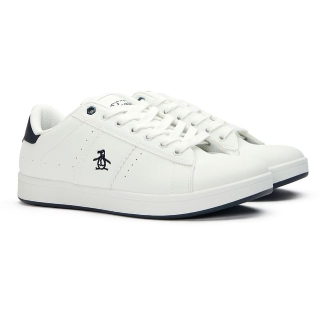 The Penguin Steadman offers a clean, contemporary take on court-inspired casual trainers. Crafted with a durable synthetic white upper that maintains its crisp appearance, these versatile kicks feature subtle penguin branding for understated style. A cushioned insole delivers all-day comfort while the padded collar ensures a snug, supportive fit. The reliable rubber sole provides excellent traction for everyday wear, making these trainers an effortless addition to your casual wardrobe.