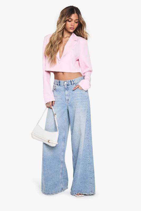 Basic Woven Relaxed Fit Crop Blazer