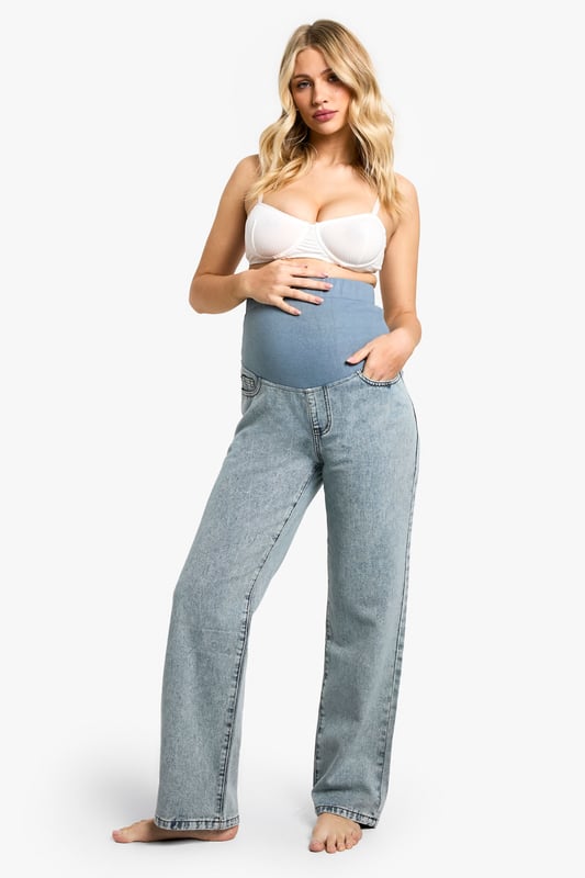 Relaxed boyfriend-style fit for ultimate comfort
        High-waisted design with stretchy over-bump panel
        Classic five-pocket styling
        Versatile light wash denim
        Full-length legs with a straight cut
    
    Embrace laid-back chic with these maternity boyfriend jeans from Boohoo. Perfect for the fashion-forward mum-to-be, these jeans offer a relaxed fit that doesn't compromise on style. The high-waisted design features a stretchy over-bump panel for growing comfort, while the classic five-pocket styling maintains a timeless look. Pair with a fitted white top and trainers for a casual daytime ensemble, or dress them up with a flowing blouse and ankle boots for evening drinks with friends. The versatile light wash denim makes these jeans a wardrobe staple that can effortlessly transition from day to night. Whether you're running errands or meeting for brunch, these jeans provide the perfect blend of comfort and style to accommodate your changing body throughout pregnancy.