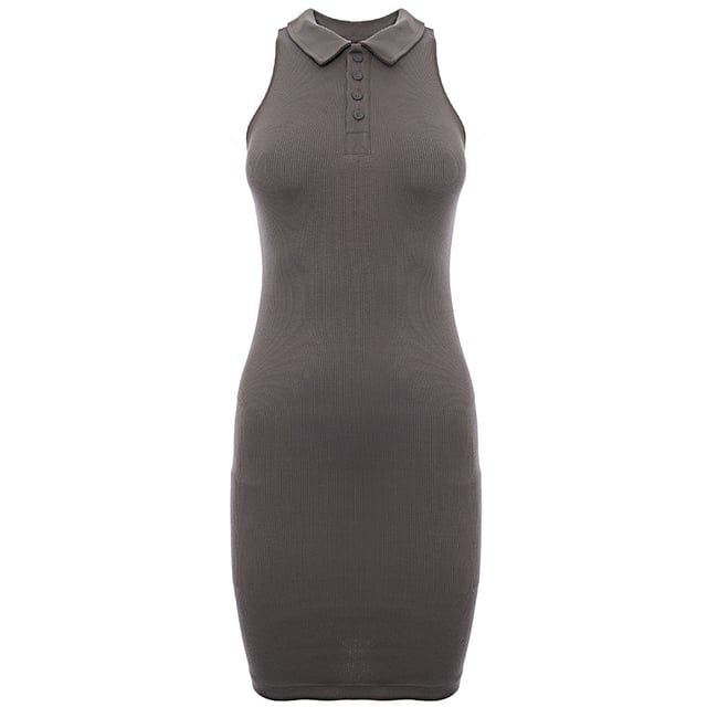 princess polly baby blue dress Dr Denim Womens Black Ribbed Bodycon Dress with Collar Detail