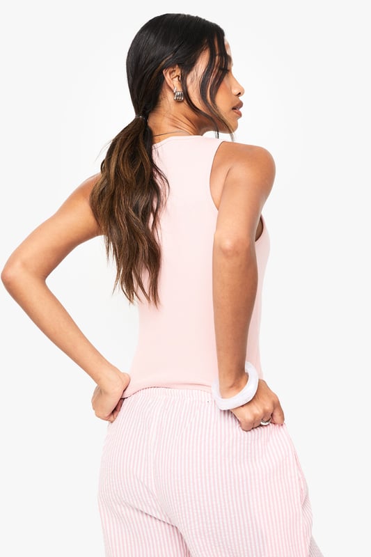 BOOHOO BASICS RIB SCOOP NECK RACER BACK VEST TOP