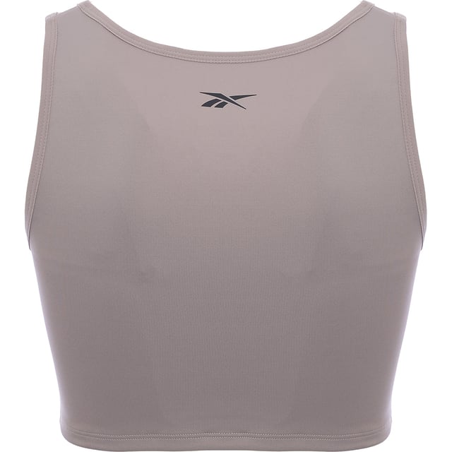 Reebok Cropped Top: Made of 85% Polyester and 15% Elastane. It features a V-neck, ruched front, Reebok logo print on the reverse, cropped length, and slim fit.