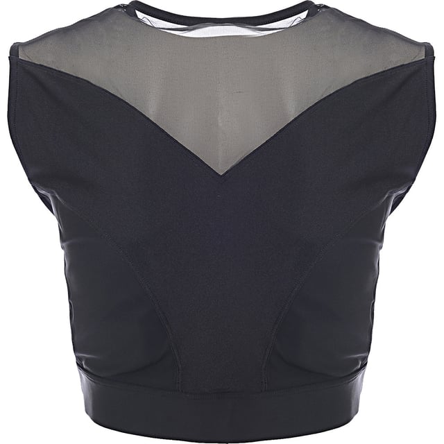 80% Polyamide, 20% Elastane Reebok's Butterfly sports bra panels mesh and stretch jersey fabric to aid breathability and movement
