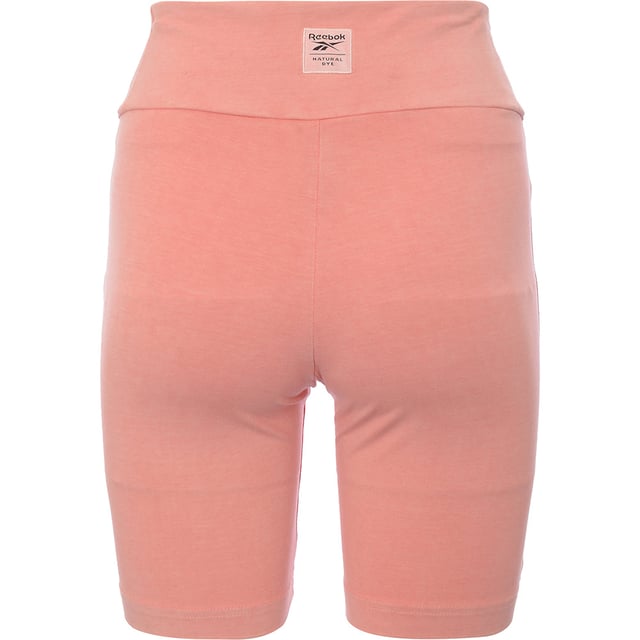 This item is made of 93% cotton and 7% elastane. These Reebok legging shorts feature a high rise, an elasticated waist, the Reebok logo on the hem, and a bodycon fit.