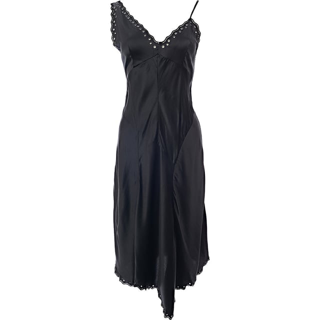 100% silkIsabel Marant infuses the effortless spirit of Parisian style into each of her designs. Made from silk, this 'Ayrich' dress is traced with eyelets and gently skims your frame before falling to an asymmetric hem. Accentuate the V-neckline with a dainty pendant