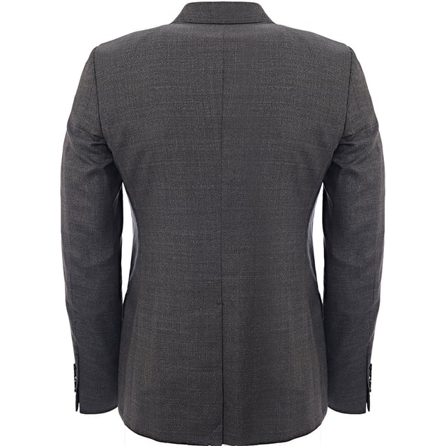 Outer: Virgin Wool 100%, Buffalo Horn 100%

Lining: Cupro 100%, Viscose 100% Highlights
navy blue
virgin wool
notched lapels
long sleeves
split cuffs
two front flap pockets
partial lining
straight hem
front button fastening