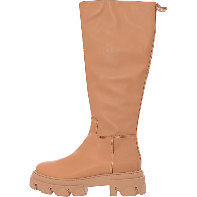 Insert: 100% Leather, Upper: 100% Leather, Lining: 10% Leather, Lining: 90% Plastic, Sole: 100% Rubber The Steve Madden Mana Leather Knee High Boots in Camel are a stylish and sophisticated addition to any wardrobe. These boots feature a luxurious upper made entirely of 100% leather, providing a premium look and feel. The insert is also 100% leather, ensuring a comfortable and high-quality fit. The lining is a combination of 10% leather and 90% plastic, which offers a balance of comfort and durability. The sole is made from 100% rubber, providing excellent grip and stability, making these boots suitable for various surfaces and weather conditions.
