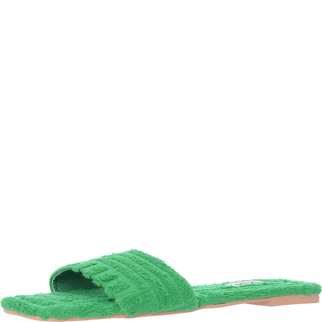 These slip-on shoes are made of textile with a textile lining and rubber sole, featuring an open toe and flat sole.