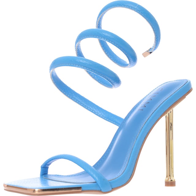 Upper: 100% Polyurethane, Lining: 100% Polyurethane, Sole: 100% Rubber Simmi Shoes Womens  Eloise Wrap Ankle Heel In Blue