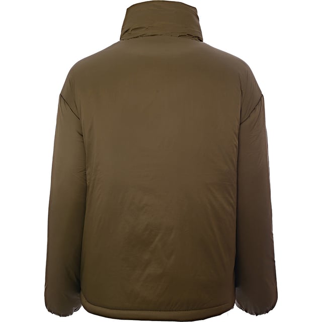 This garment features a collared neckline, long sleeves, seam detail, and a four-pocket front in a washed denim fabric with an oversized fit, made of 100% cotton.