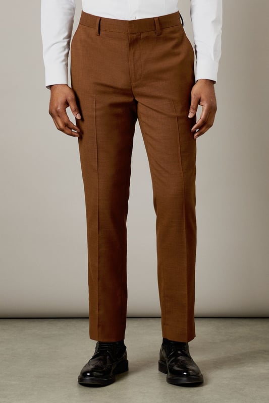 Slim fit design for a modern, tailored silhouette
        Versatile twill fabric with a subtle sheen
        Belt loops for accessorising
        Crisp centre creases for a polished look
        Rear welt pockets for a sleek finish
    
    These Burton slim fit suit trousers are the perfect foundation for your smart wardrobe. The tailored silhouette offers a contemporary edge while maintaining a classic appeal. Crafted from a twill fabric, they provide comfort and durability for all-day wear. Style these trousers with a crisp white shirt and polished Oxfords for a sophisticated office ensemble. For smart-casual events, pair them with a fine-knit jumper and leather trainers. The versatile design makes them suitable for various occasions, from important business meetings to after-work drinks with colleagues. Add a matching jacket for a complete suit look, or mix and match with other pieces to create unique outfits. These trousers are a staple for the modern gentleman who appreciates timeless style with a refined twist.