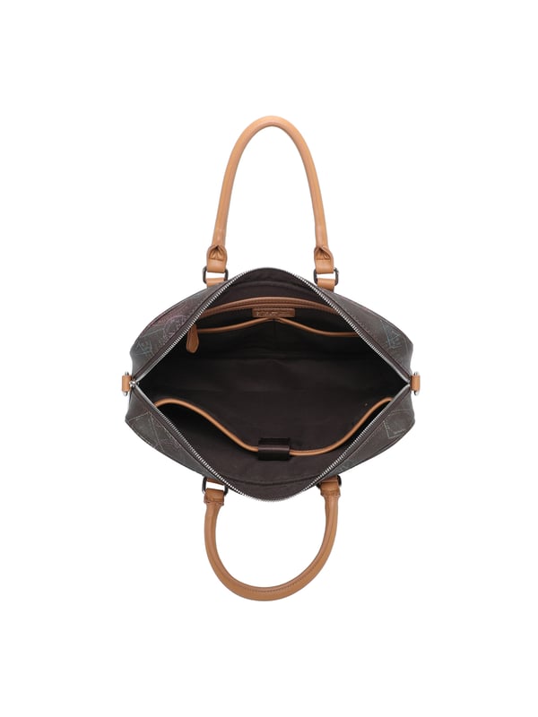 Bolso de trabajo para mujer. El cierre es con cremallera. Los bolsillos internos son dos con cremallera y dos abiertos. Los bolsillos externos están ausentes. La bandolera es ajustable y extraíble en tejido. El mango es de cuero. Hay un compartimento interno. El material externo es 100%PU. Internamente es 100% Poliéster. Medidas: 36x8x28 cm. Producto de moda