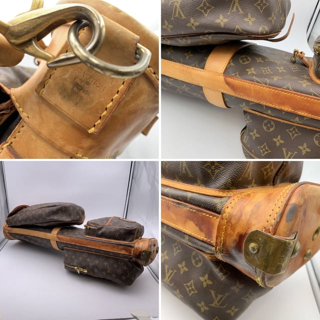 VINTAGE, RRP AS NEW
This vintage Louis Vuitton golf bag is a perfect blend of style and practicality, ideal for any discerning golfer who appreciates both form and function. Crafted from the iconic monogram canvas, this bag is finished with rich genuine leather accents and gold metal hardware, showcasing Louis Vuitton's timeless luxury. The bag is designed to hold a full set of golf clubs and includes a six-tee holder, ensuring that you're always ready for your game.  With three large zippered pockets and several flat pockets, you'll have ample space to store clothing, towels, golf balls, and even an umbrella for those unexpected weather changes. The side handle makes it easy to maneuver, while the padded and adjustable shoulder strap ensures comfort as you carry your gear. Additionally, the removable leather ID tag adds a personalized touch to this already exceptional piece.  Finished with "Louis Vuitton Paris - Made in France" engraved on the leather trim, this golf bag is not just a functional accessory but a statement of luxury and craftsmanship. Whether you're heading to the course or simply adding a classic piece to your collection, this Louis Vuitton golf bag is a standout choice. Condition Rating: C - USEDCondition Details: Many stains, scratches and darkness on leather parts (especially on the bottom). Some darkness on the hardware. Please check the photos carefully and ask if you need to know more details or if you have any doubts.Measurements (cm):Depth: 19.1Height: 87.6Length: 24.1Other Details: Dustbag? NoKeys? NoBox? No Measurments:  width: 191 mm length: 241 mm height: 876 mm