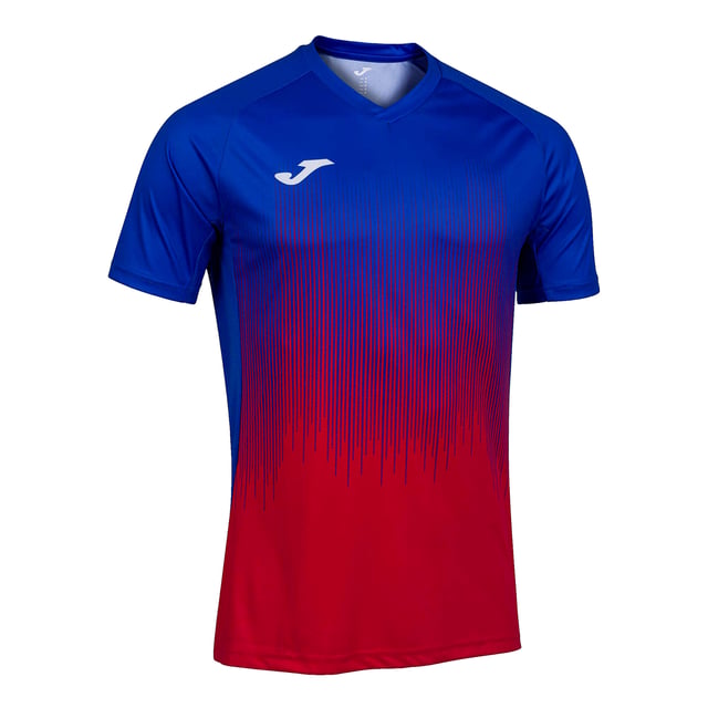 Color: Azul, Rojo Rojo Mangas: Corta Escote: Escote en V Detalles: Tecnología Micro-Mesh en áreas altamente transpirables, diseño de sublimación Largo: Normal Calce: Regular Uso: Actividades deportivas