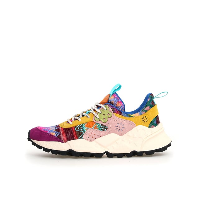 Sneaker with a breathable knitted fabric upper, featuring geometric embroidery and premium suede inserts. Soft fabric lining and antibacterial cork insole for enhanced comfort. Durable rubber sole for reliable traction and long-lasting wear.