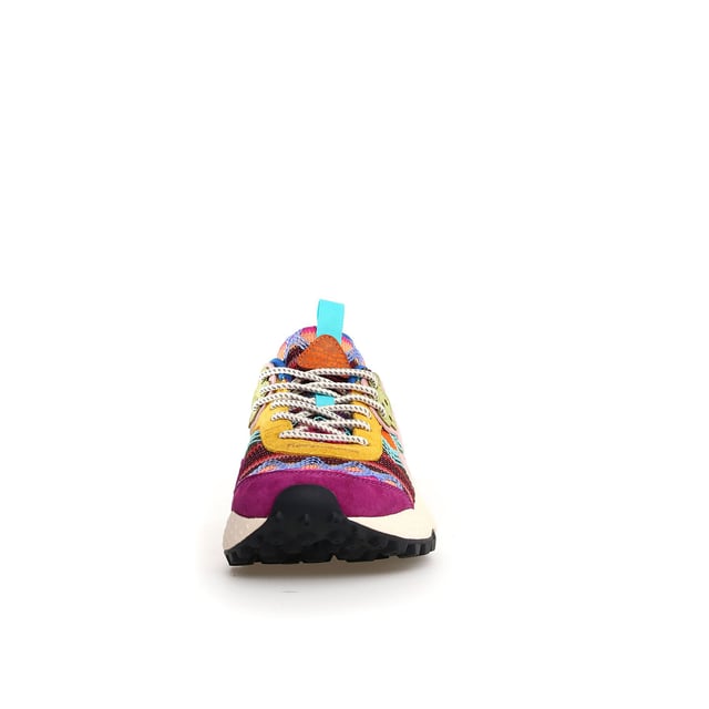 Sneaker with a breathable knitted fabric upper, featuring geometric embroidery and premium suede inserts. Soft fabric lining and antibacterial cork insole for enhanced comfort. Durable rubber sole for reliable traction and long-lasting wear.