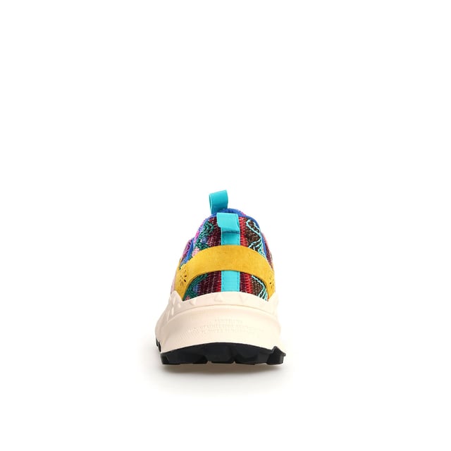 Sneaker with a breathable knitted fabric upper, featuring geometric embroidery and premium suede inserts. Soft fabric lining and antibacterial cork insole for enhanced comfort. Durable rubber sole for reliable traction and long-lasting wear.