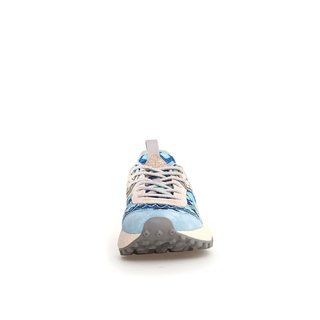 Sneaker with a breathable knitted fabric upper, featuring geometric embroidery and premium suede inserts. Soft fabric lining and antibacterial cork insole for enhanced comfort. Durable rubber sole for reliable traction and long-lasting wear.