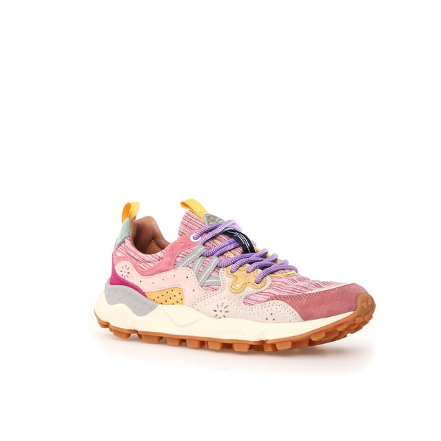 Quintessentially Flower Mountain  the Yamano 3 is an eye-catching  eclectic urban design crafted from Japanese fabrics and suede overlay inserts. Inspired by the bright colours and motifs of nature. Perfect for those seeking quality and all-day comfort in the form of a contemporary  expressive silhouette.