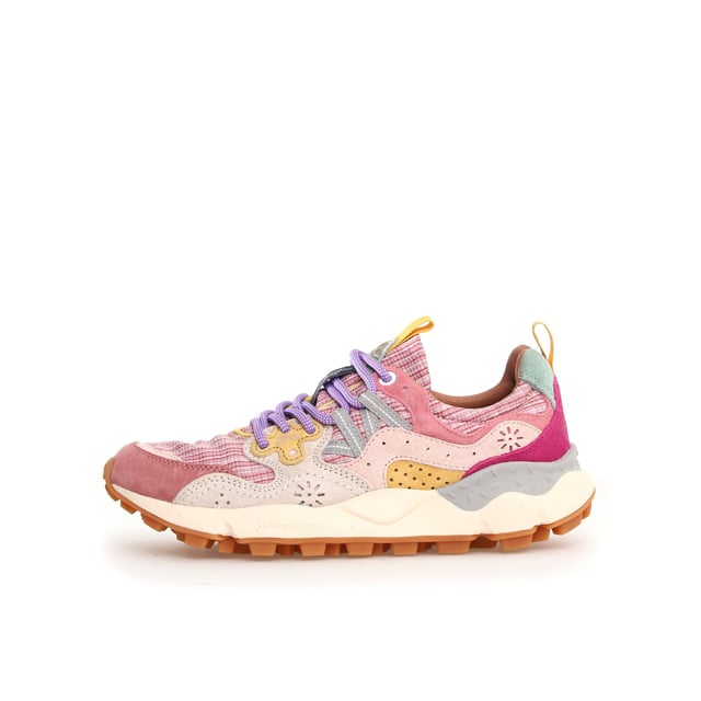 Quintessentially Flower Mountain  the Yamano 3 is an eye-catching  eclectic urban design crafted from Japanese fabrics and suede overlay inserts. Inspired by the bright colours and motifs of nature. Perfect for those seeking quality and all-day comfort in the form of a contemporary  expressive silhouette.