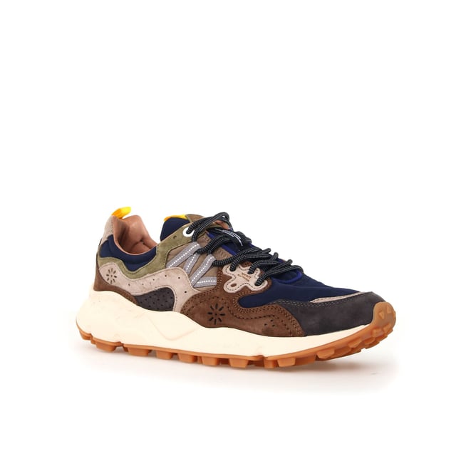 Quintessentially Flower Mountain  the Yamano 3 is an eye-catching  eclectic urban design crafted from Japanese fabrics and suede overlay inserts. Perfect for those seeking quality and all-day comfort in the form of a contemporary  expressive silhouette.