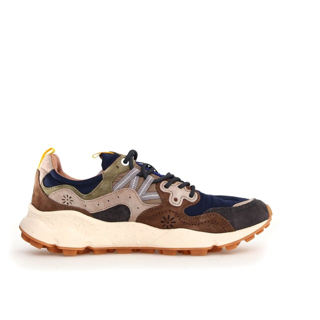 Quintessentially Flower Mountain  the Yamano 3 is an eye-catching  eclectic urban design crafted from Japanese fabrics and suede overlay inserts. Perfect for those seeking quality and all-day comfort in the form of a contemporary  expressive silhouette.