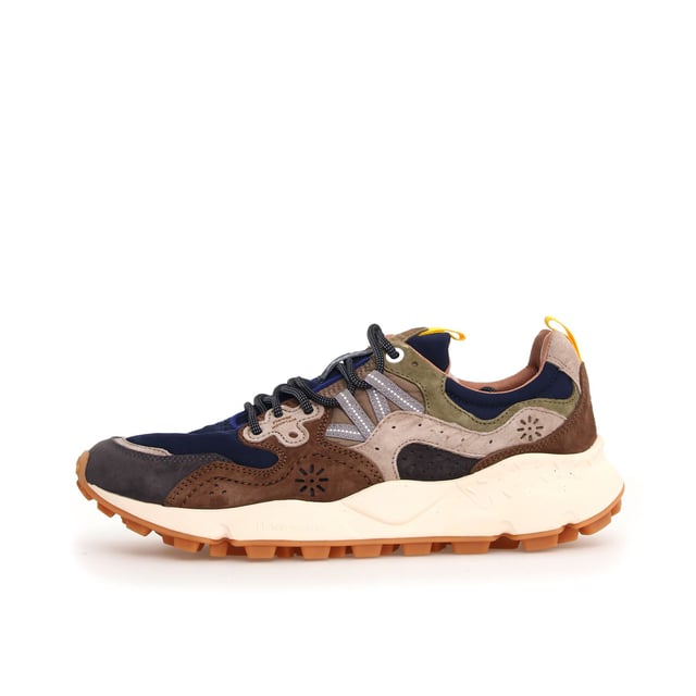 Quintessentially Flower Mountain  the Yamano 3 is an eye-catching  eclectic urban design crafted from Japanese fabrics and suede overlay inserts. Perfect for those seeking quality and all-day comfort in the form of a contemporary  expressive silhouette.